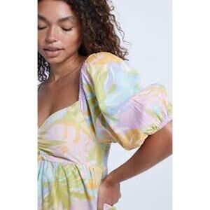 BILLABONG Be Mini Mini Dress FEMININE BABYDOLL Puff Sleeve Small S  VACATION